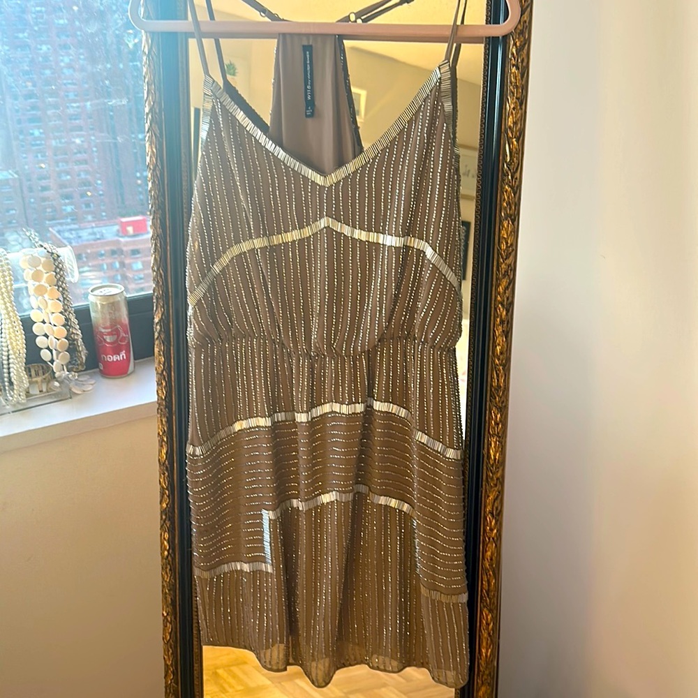 W118 by Walter Baker Embellished Short Beige Dress -